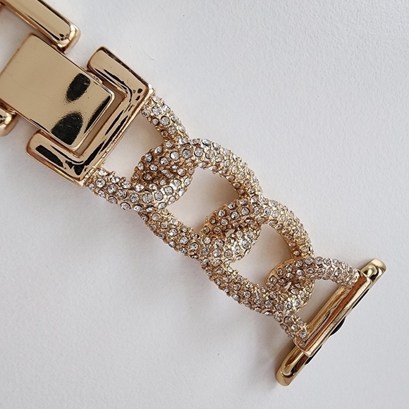 NWT Rhinestone Embellished Chunky Chain Link Apple Watch Band - Picture 10 of 10